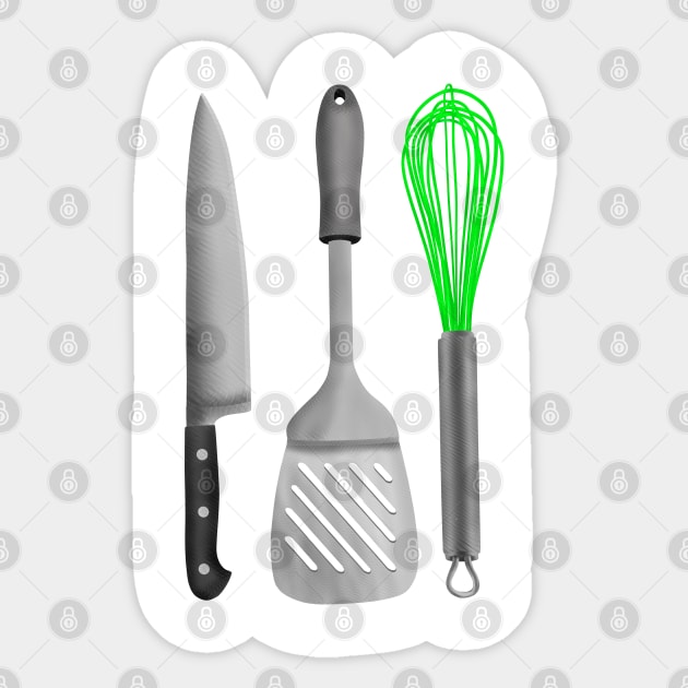 Kitchen Utensils Knife Spatula Whisk Sticker by mailboxdisco